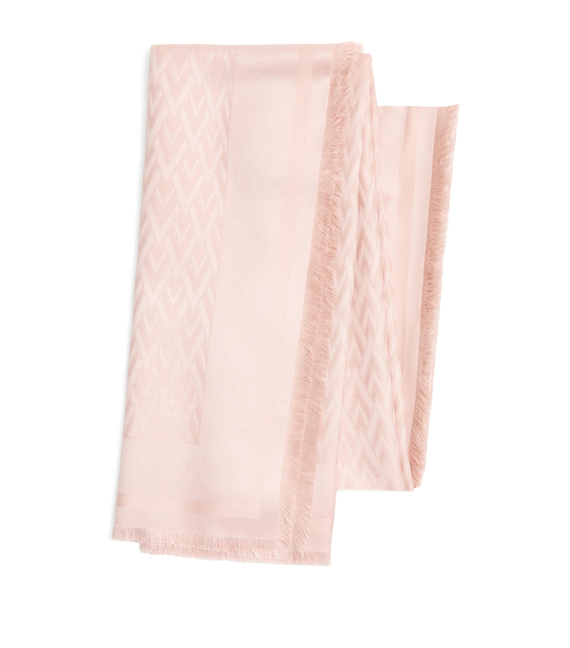 Valentino Garavani Pink Silk-Wool Toute La V Shawl