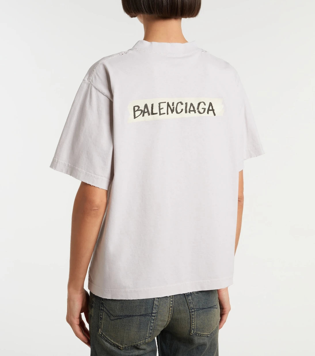 Balenciaga - تي شيرت قطني بشعار الماركة