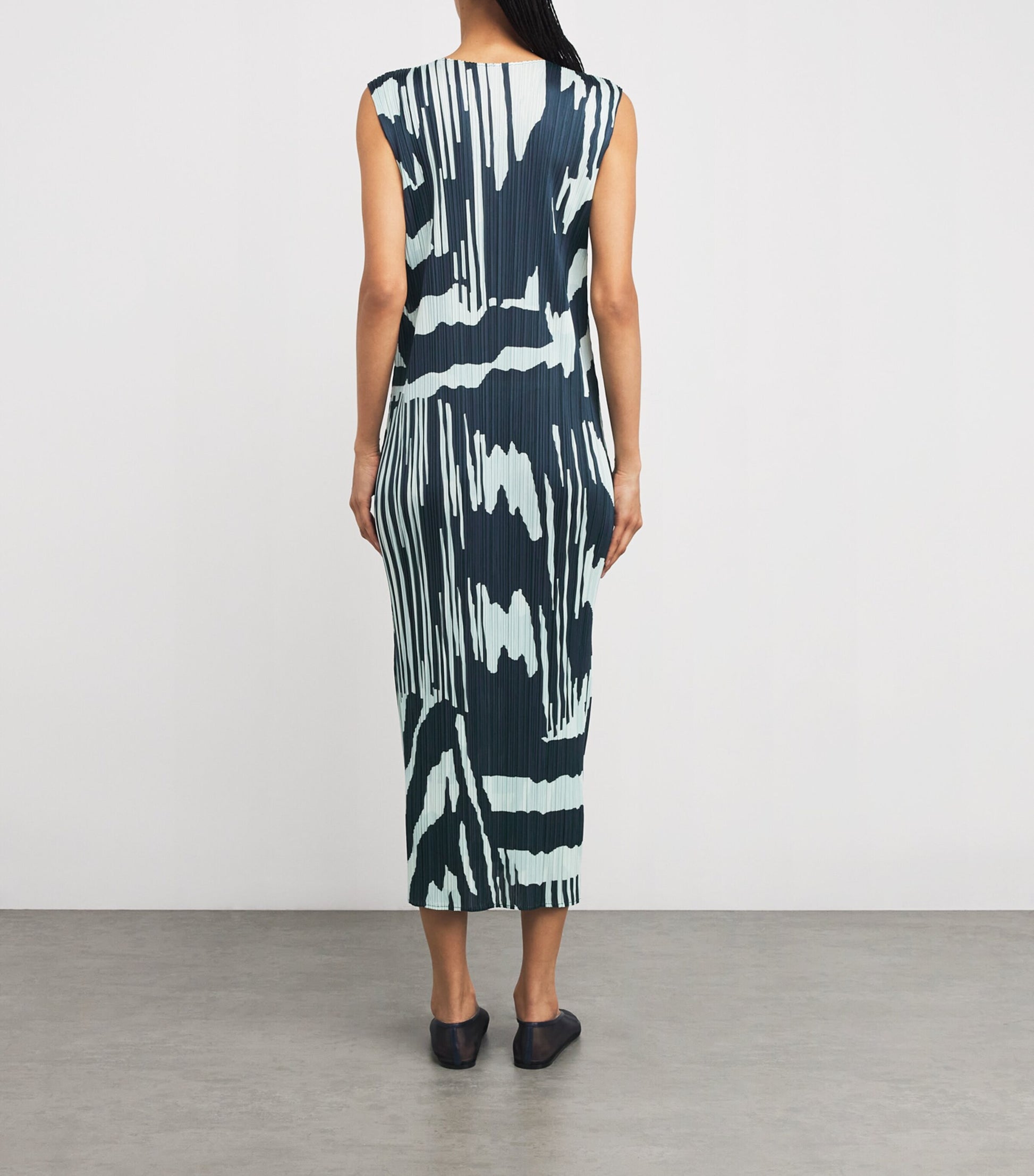 Pleated Refraction Midi Dress
