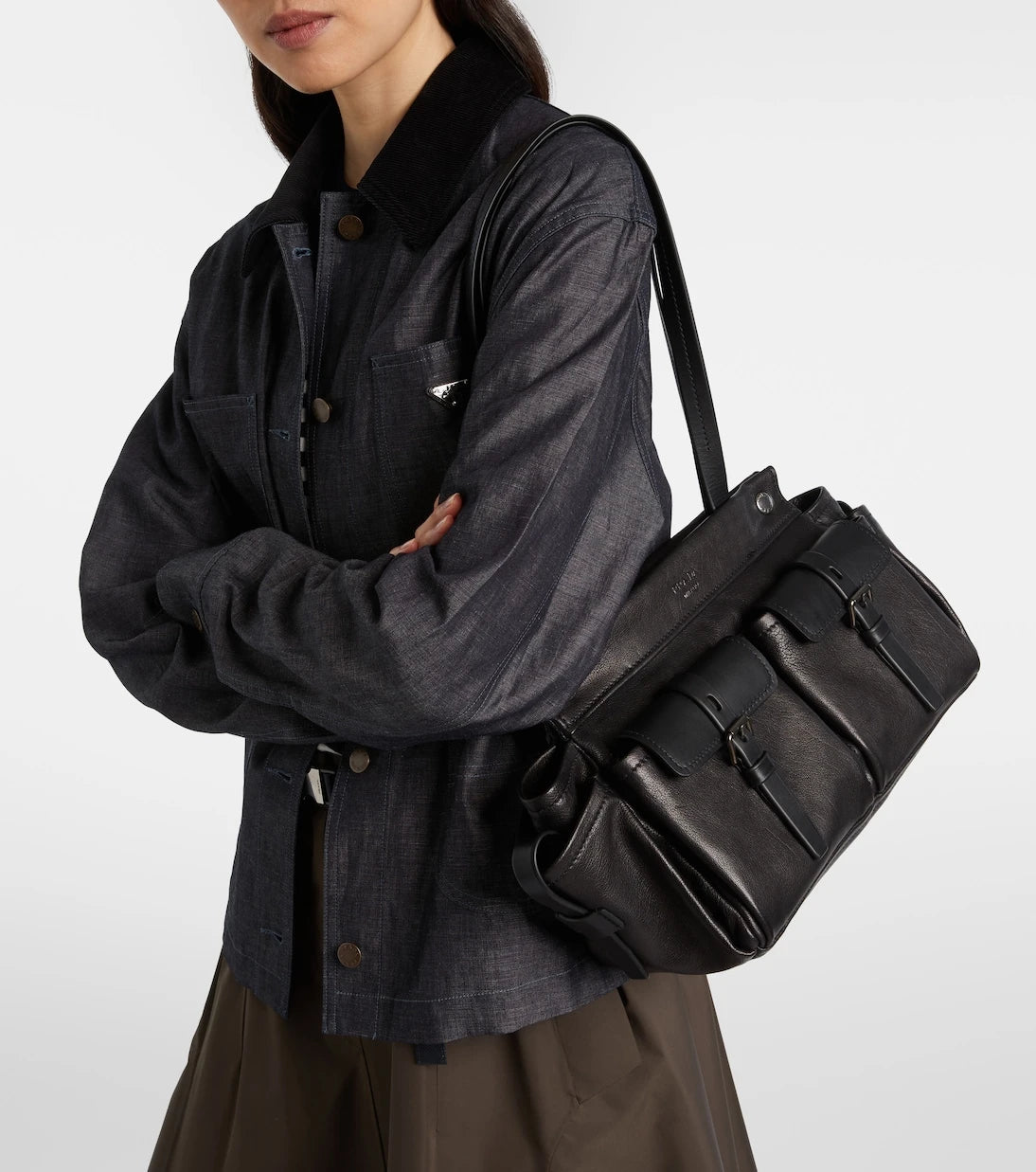 Prada - Prada Route leather tote bag