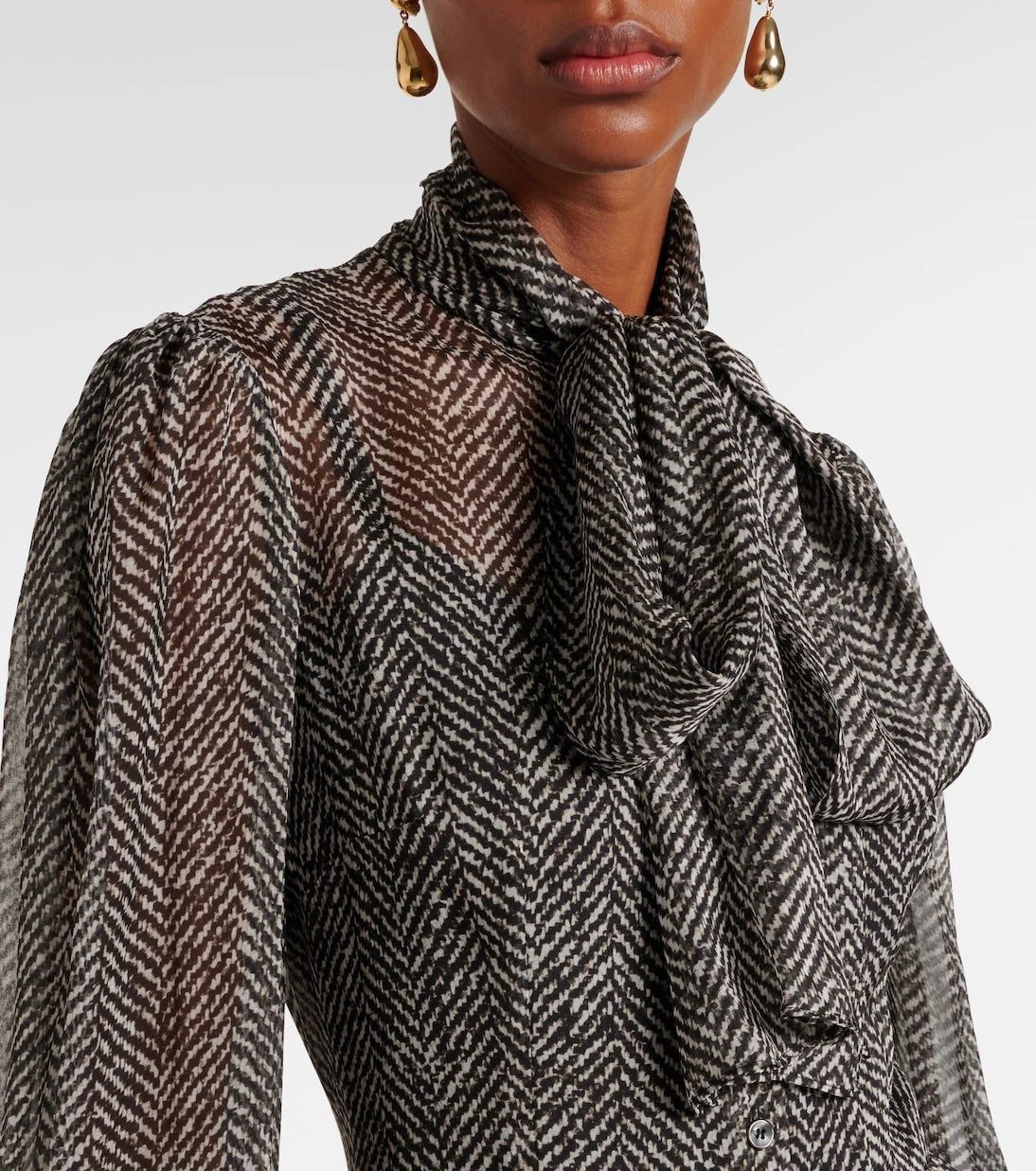 Dolce&Gabbana - Chevron tie-neck silk-blend midi dress