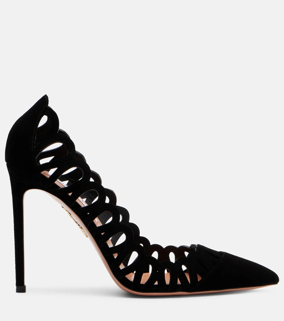 Aquazzura - Peep 105 scalloped leather pumps