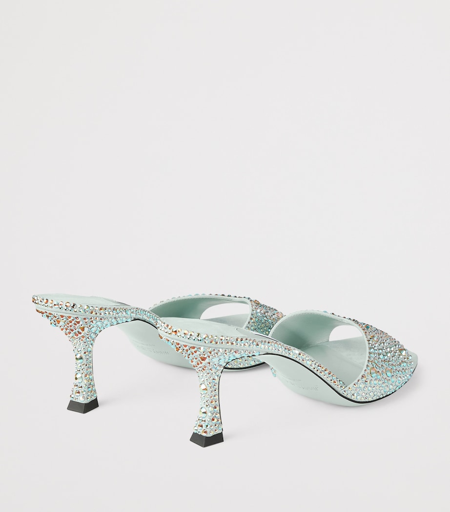 Jimmy Choo Turquoise Skye 70 Leather Embellished Mules