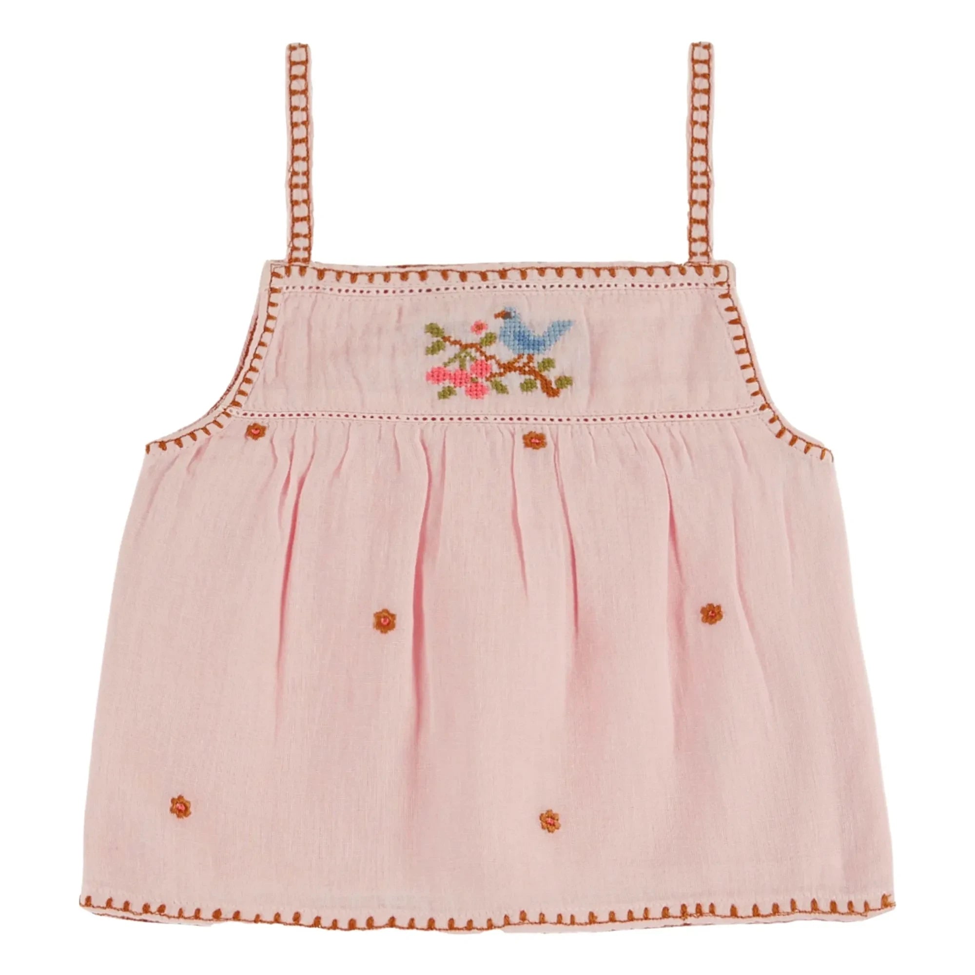 Emile et Ida - Floral Embroidered Top | Pale Pink