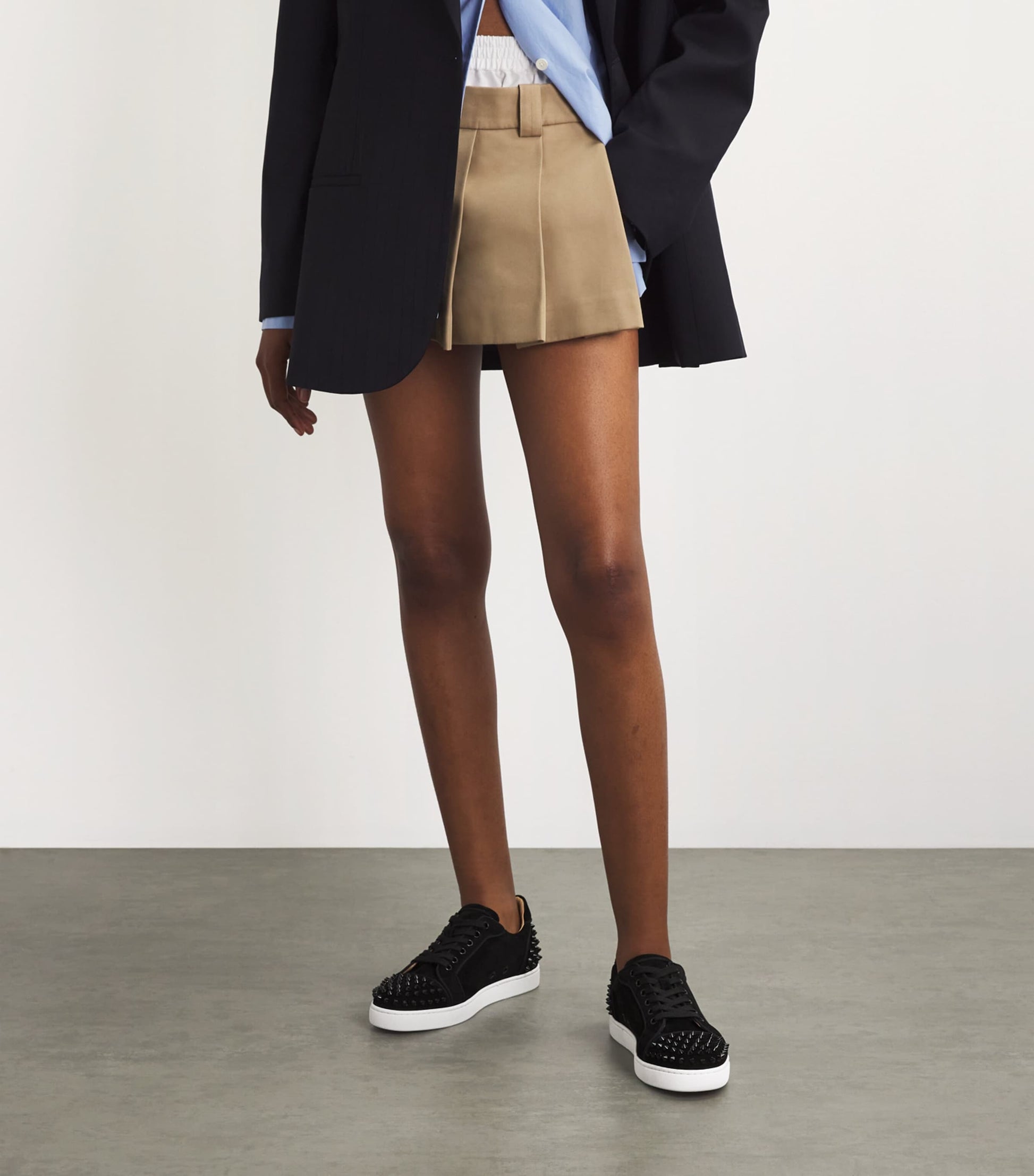 Christian Louboutin Black Vieira 2 Spikes Suede Low-Top Sneakers