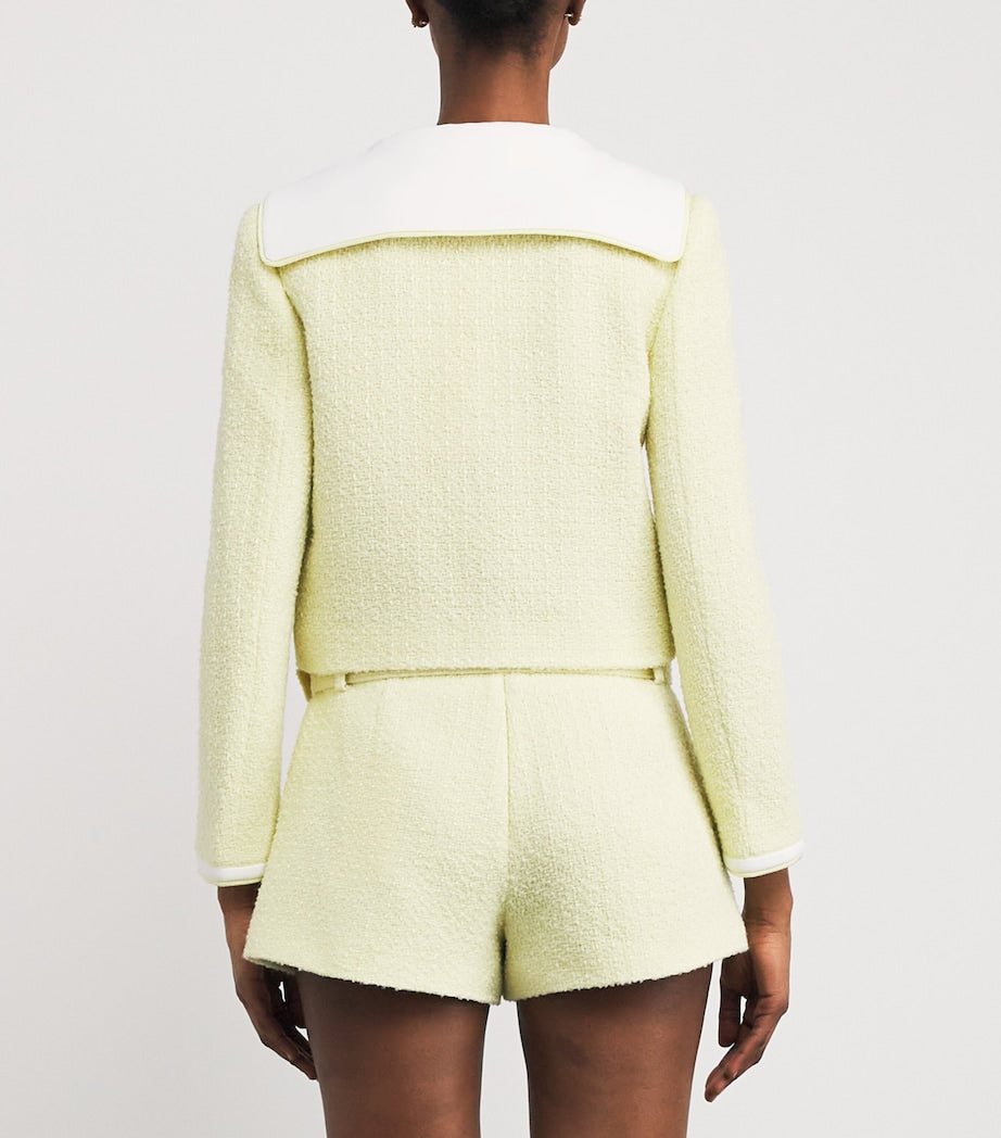 Self-Portrait Yellow Boucle Contrast-Collar Jacket