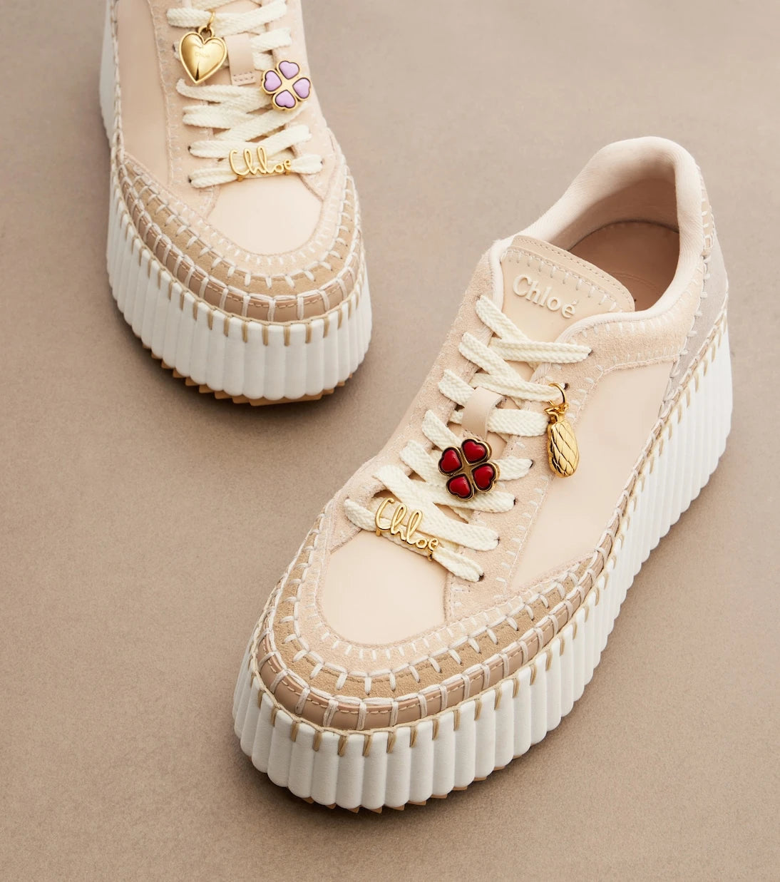 Chloé - Nama suede and leather platform sneakers