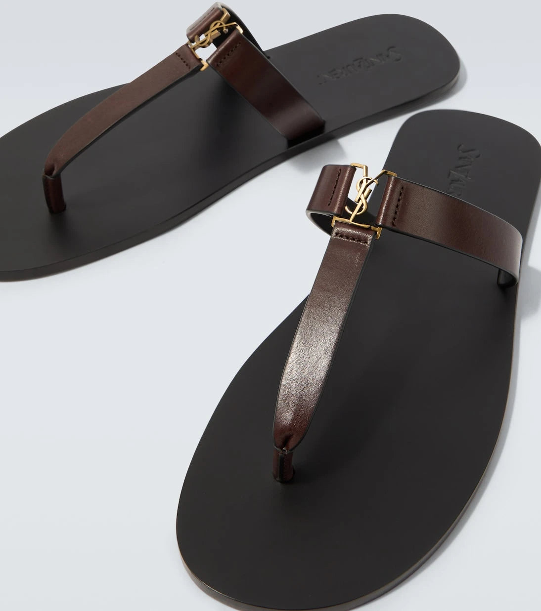Saint Laurent - Cassandre deri parmak arası sandaletler