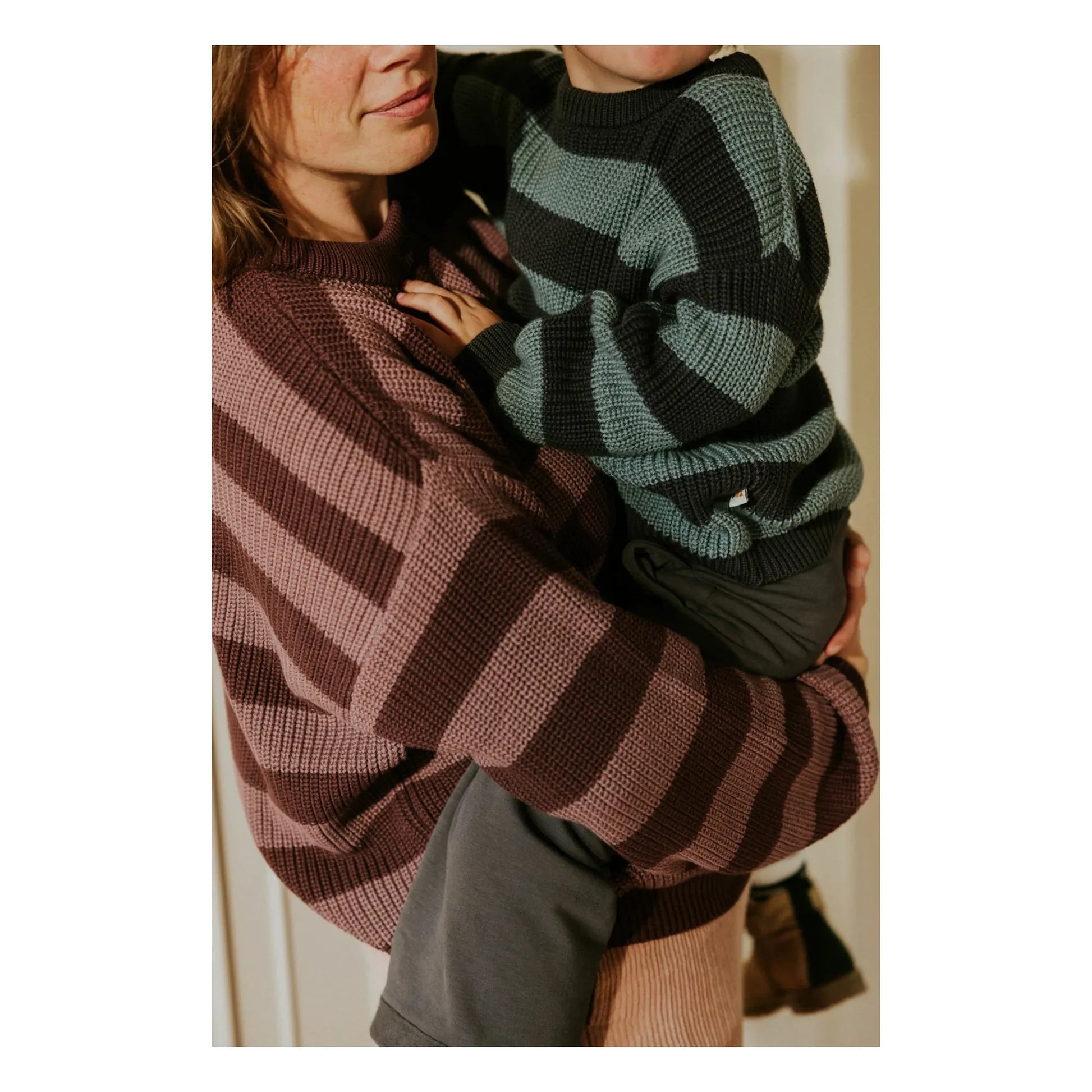 Yuki - Stripes Organic Cotton Sweater | Grey blue