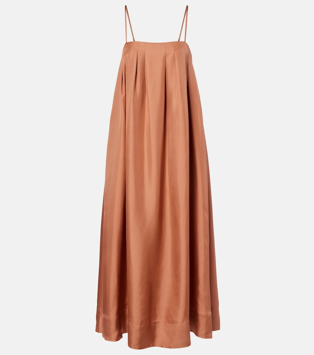 Asceno - Heather pleated silk twill maxi dress