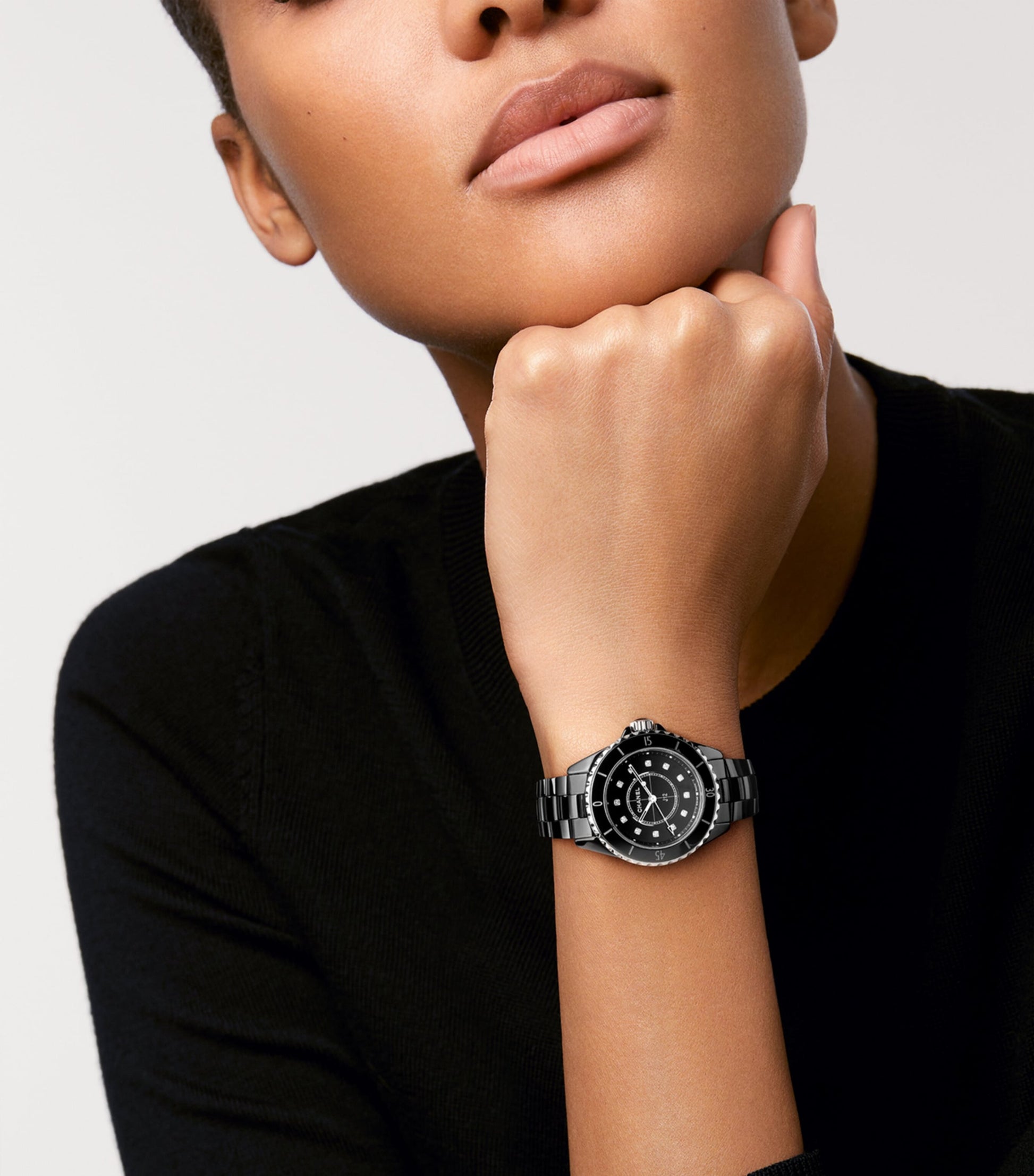 CHANEL Ceramic, Steel and Diamond J12 Watch 33mm