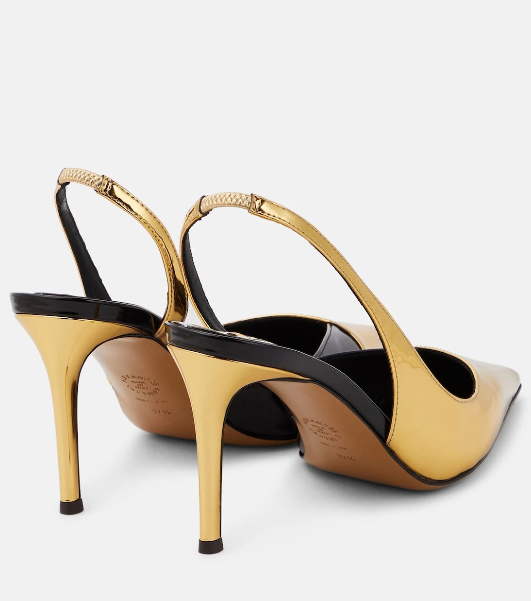 Alexandre Vauthier - Metallic faux leather slingback pumps