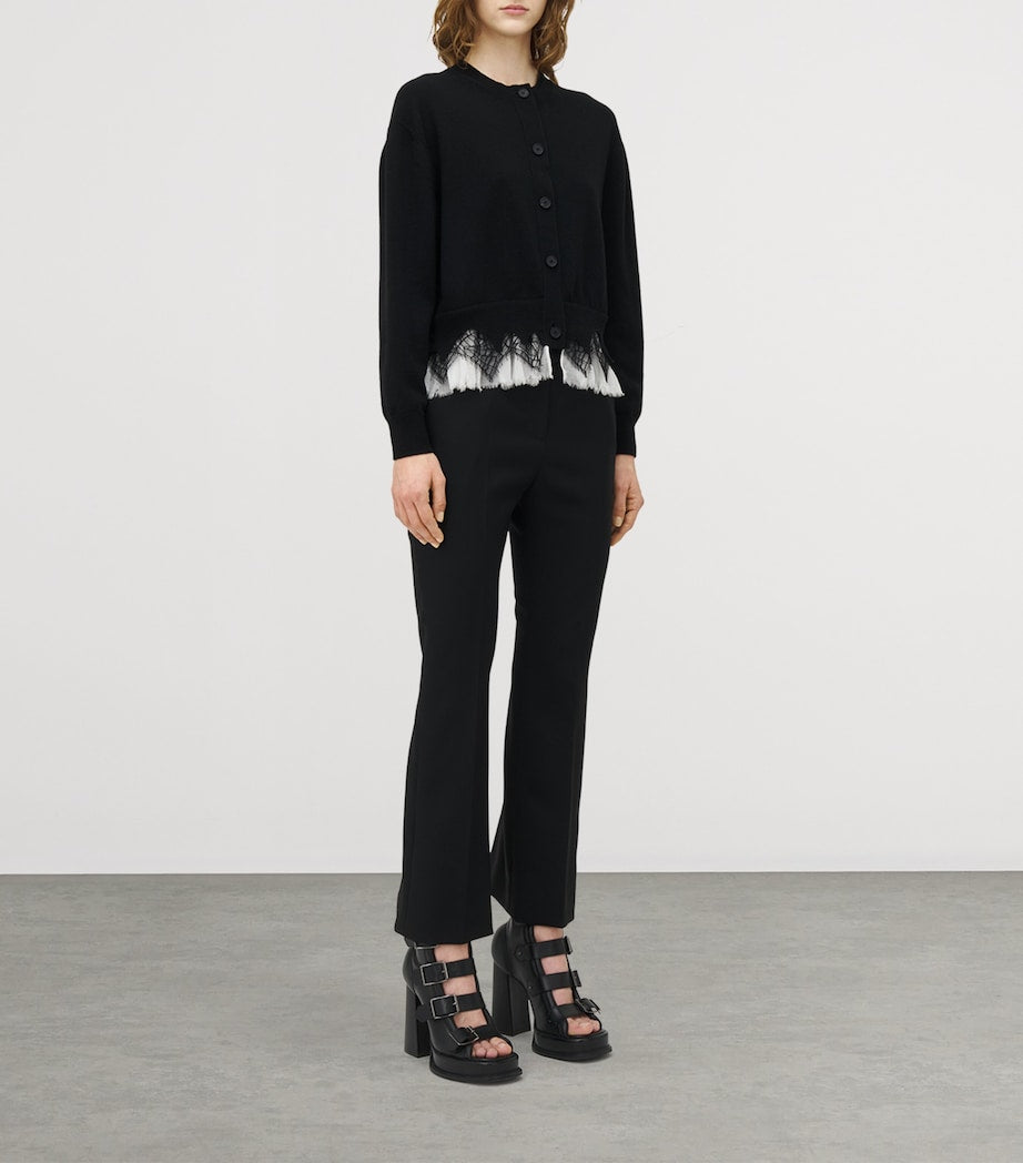 Black Wool-Cashmere Cobweb Cardigan