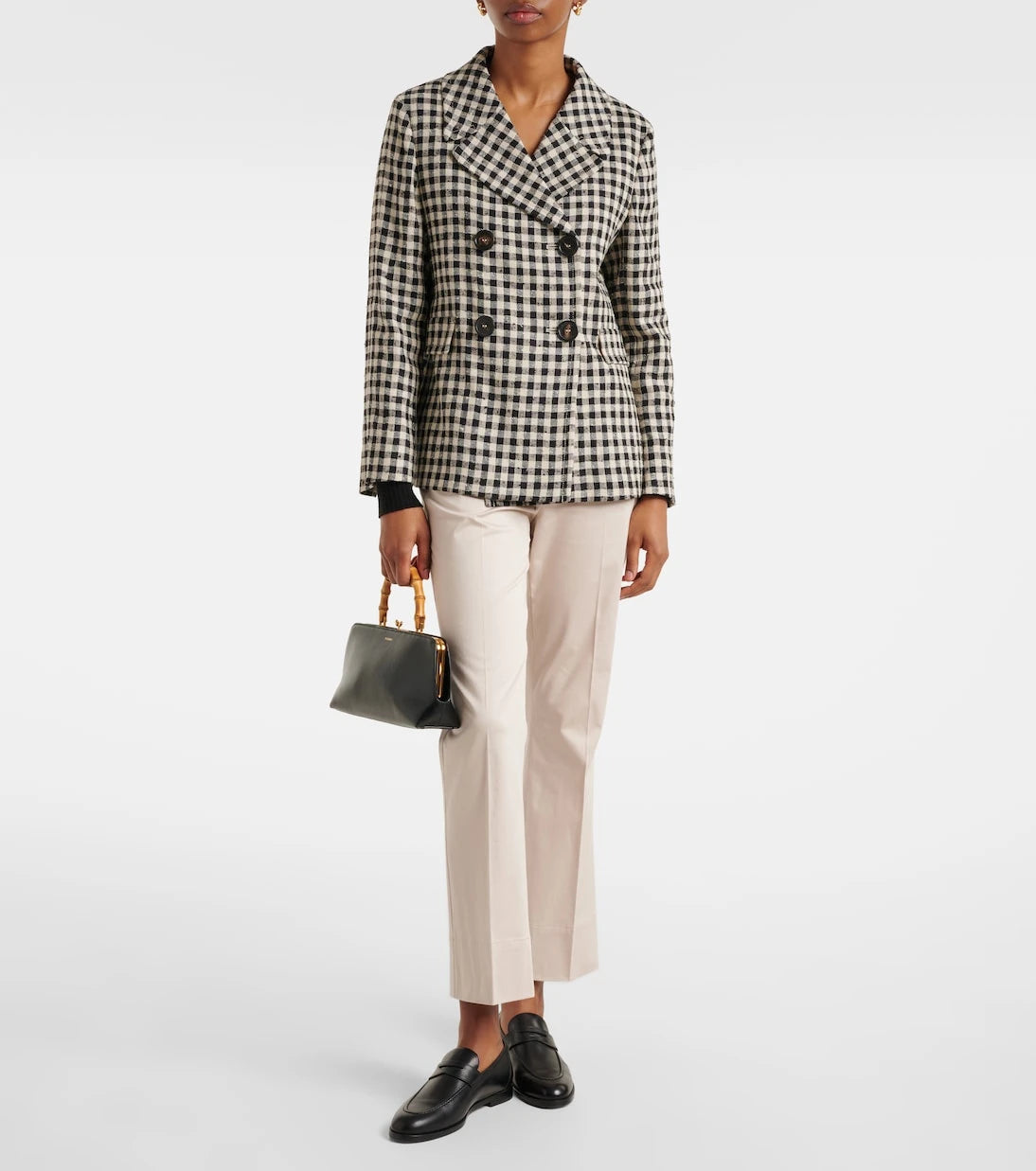 'S Max Mara - بنطال Felice بقصة أرجل واسعة من مزيج القطن
