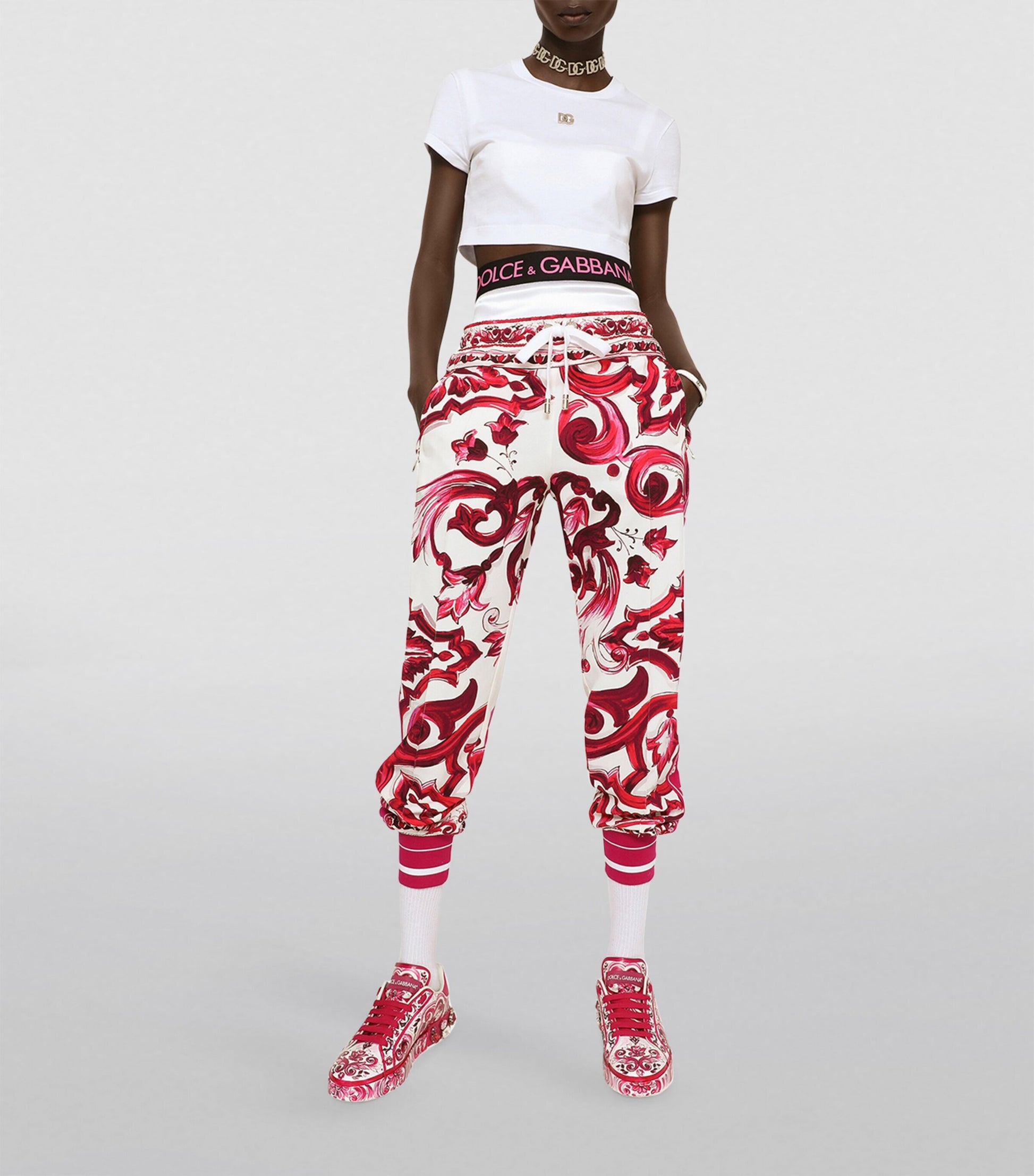 Dolce & Gabbana Multi Logo Crop T-Shirt