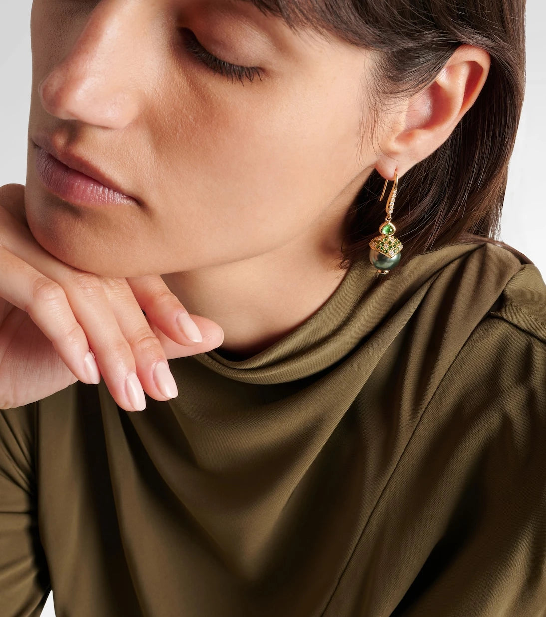 Marina B - 18kt gold drop earrings with gemstones