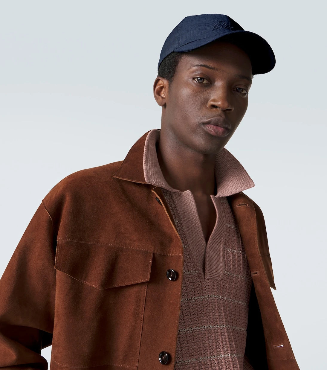 Brioni - قبعة بيسبول من الكتان والصوف بشعار العلامة