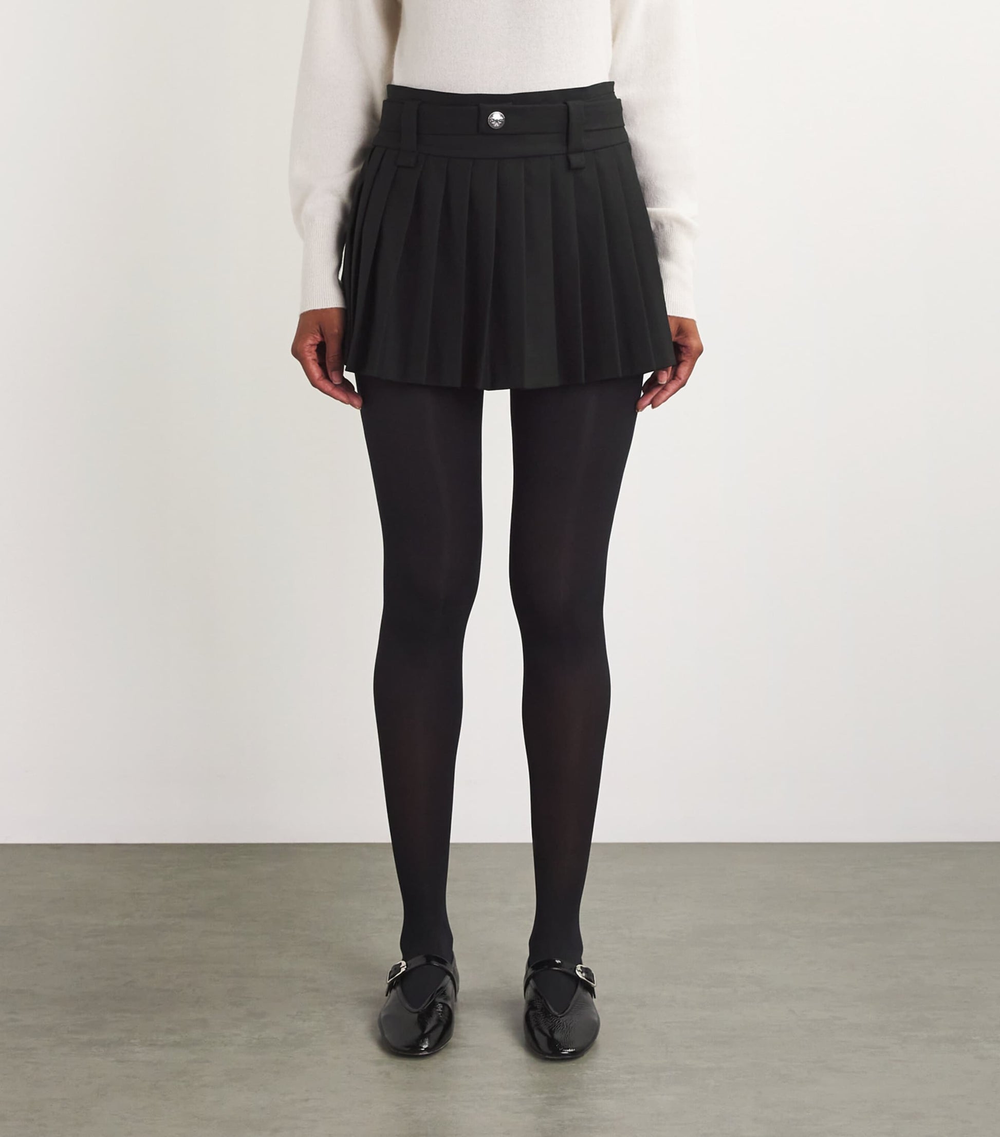 Maje Black Pleated Mini Skirt