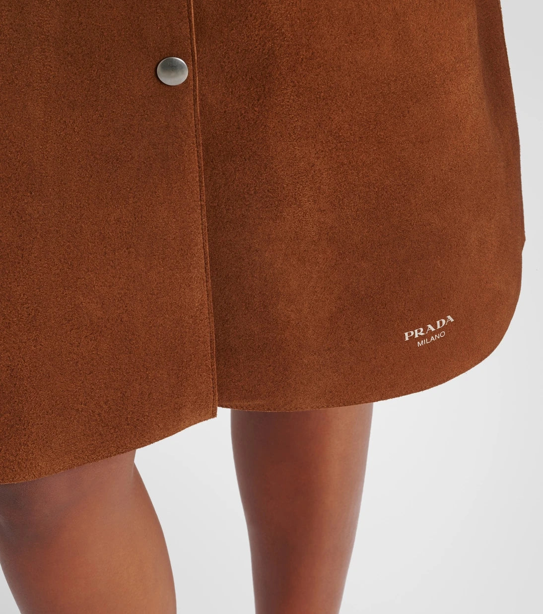 Prada - Belted suede midi skirt