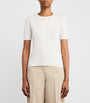 Weekend Max Mara White Silk-Cotton Ribbed-Trim T-Shirt