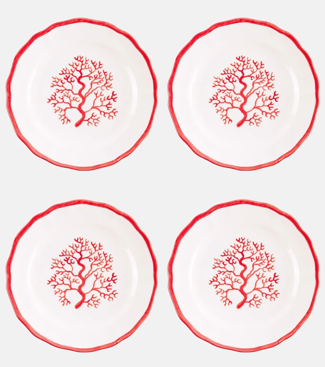 Les-Ottomans - Coral set of 4 painted ceramic side plates