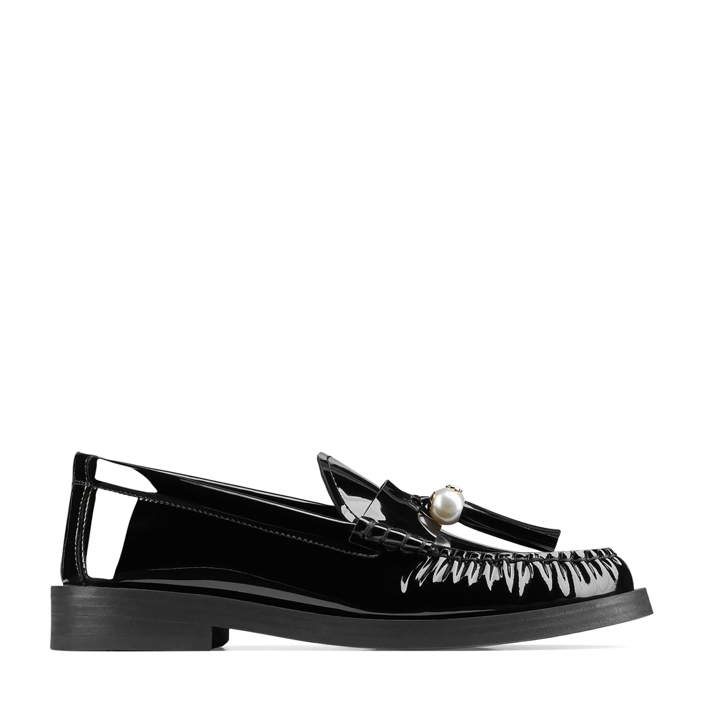 Jimmy Choo Black Patent Leather Addie Loafers