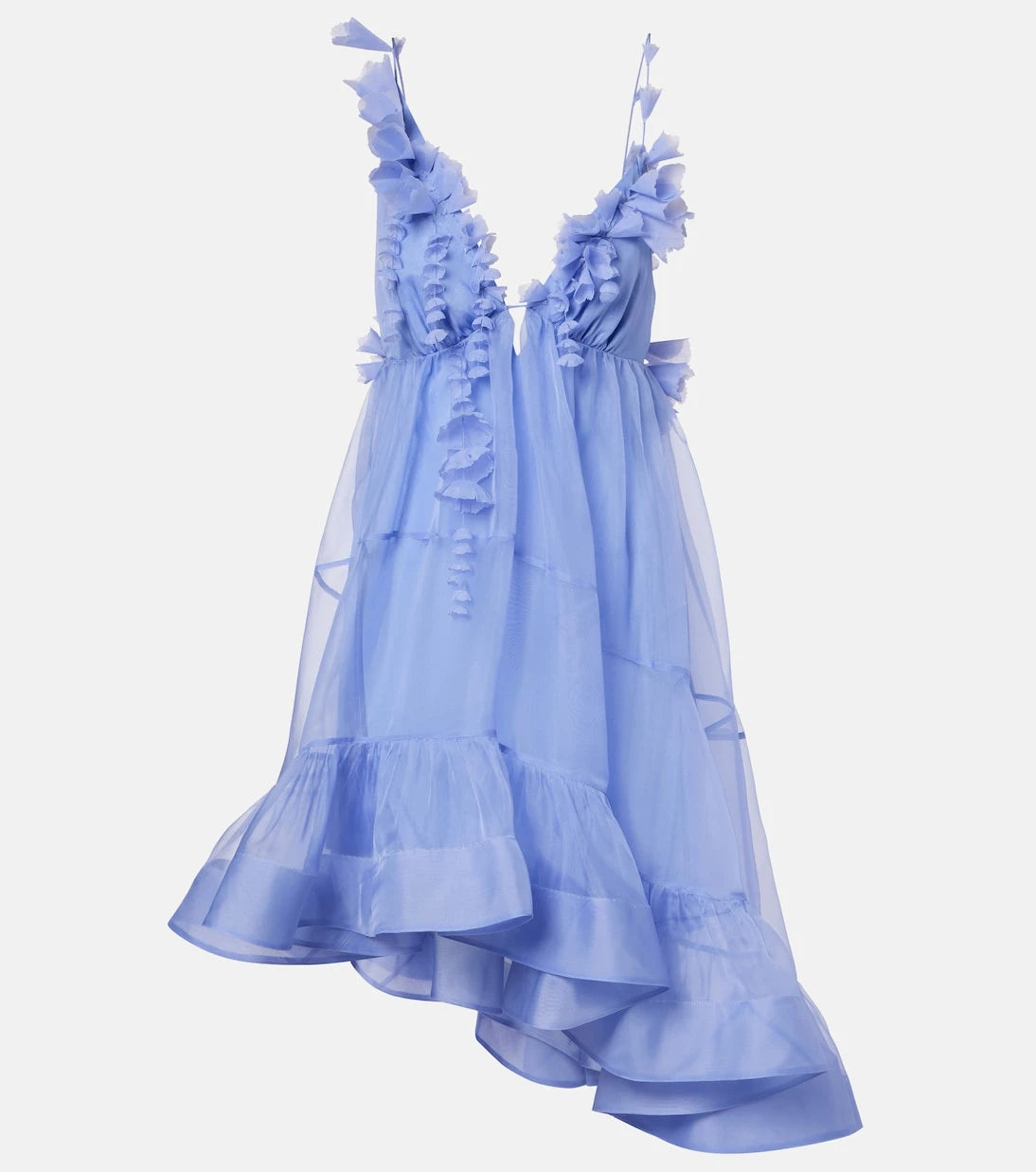 Zimmermann - Como asymmetric floral-appliqué silk minidress