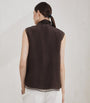 Brunello Cucinelli Brown Silk Pussybow Sleeveless Top