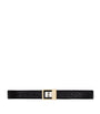 Saint Laurent Black Croc-Embossed Leather Buckle Belt