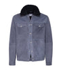 Brunello Cucinelli Blue Suede-Shearling Four-Pocket Jacket