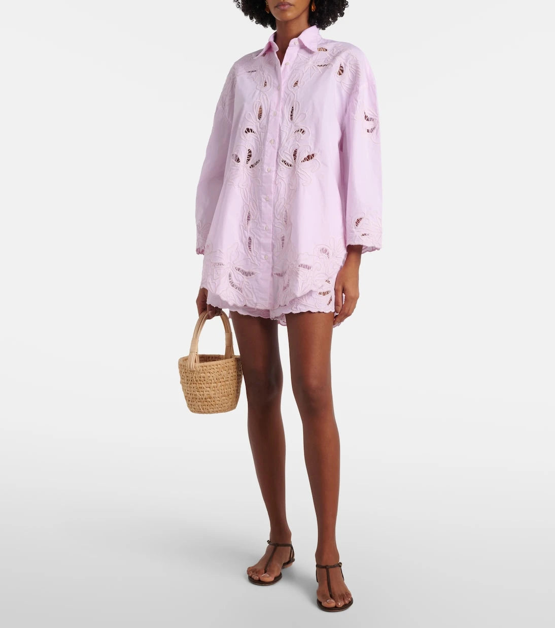 Juliet Dunn - High-rise cotton wide-leg shorts