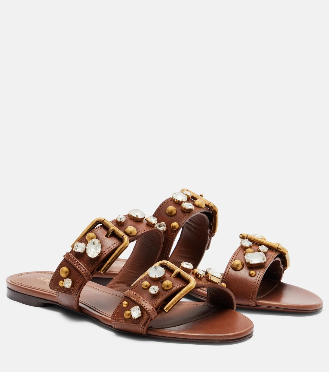 Dolce&Gabbana - صنادل جلدية مزينة