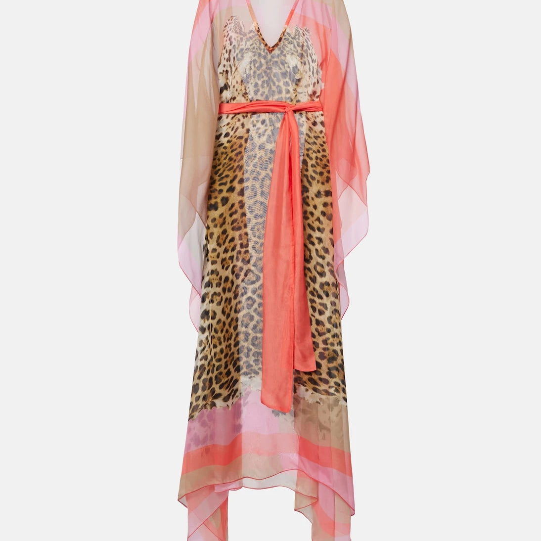 Roberto Cavalli - Printed belted silk kaftan