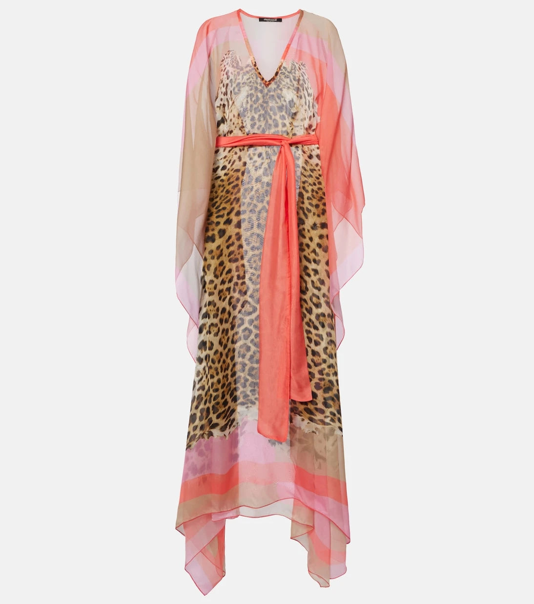 Roberto Cavalli - Printed belted silk kaftan