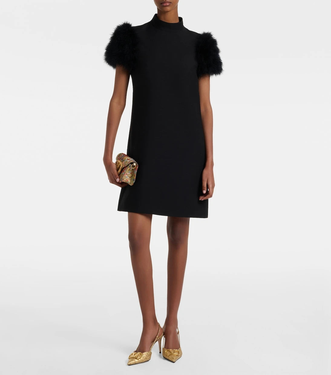 Valentino - Crepe Couture feather-trimmed minidress