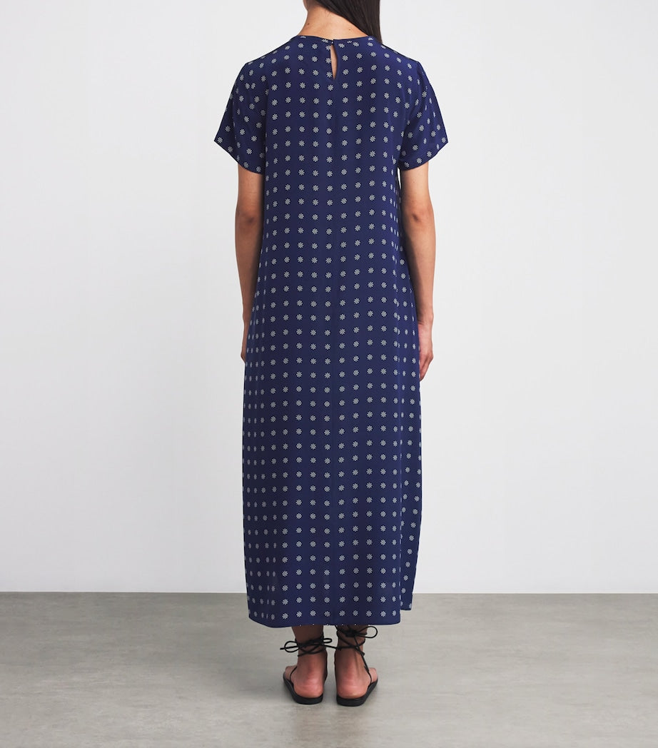 Weekend Max Mara Blue Silk Printed Maxi Dress