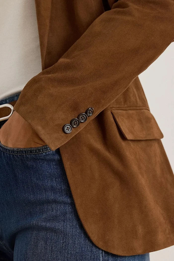 Lauren Ralph Lauren tek düğmeli kadın süet ceket