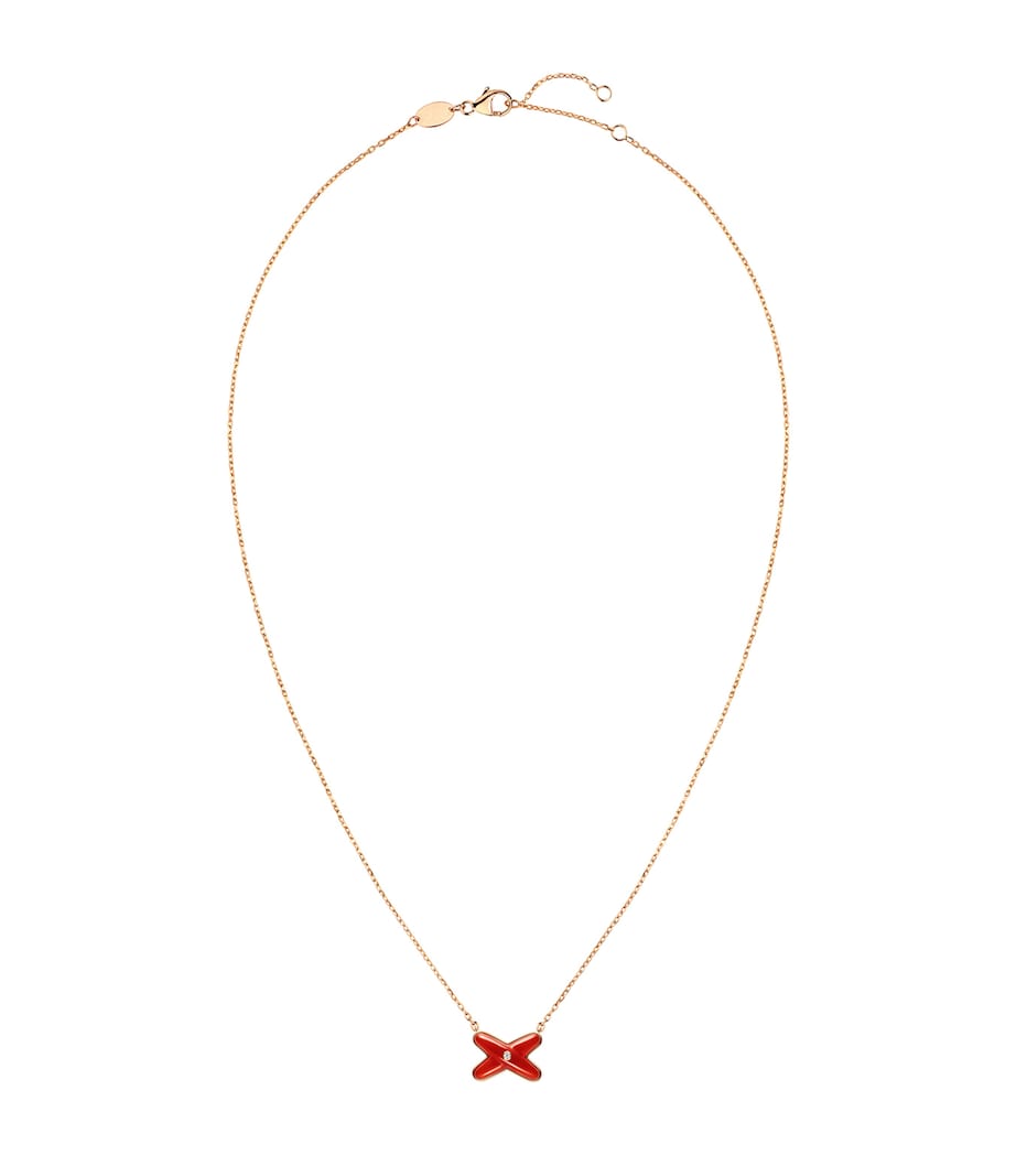 Rose Gold, Carnelian and Diamond Jeux de Liens Pendant Necklace