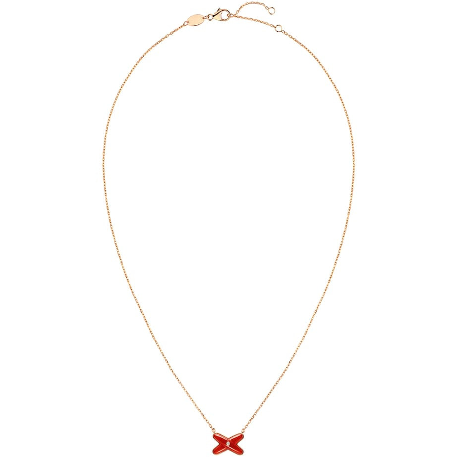 Rose Gold, Carnelian and Diamond Jeux de Liens Pendant Necklace