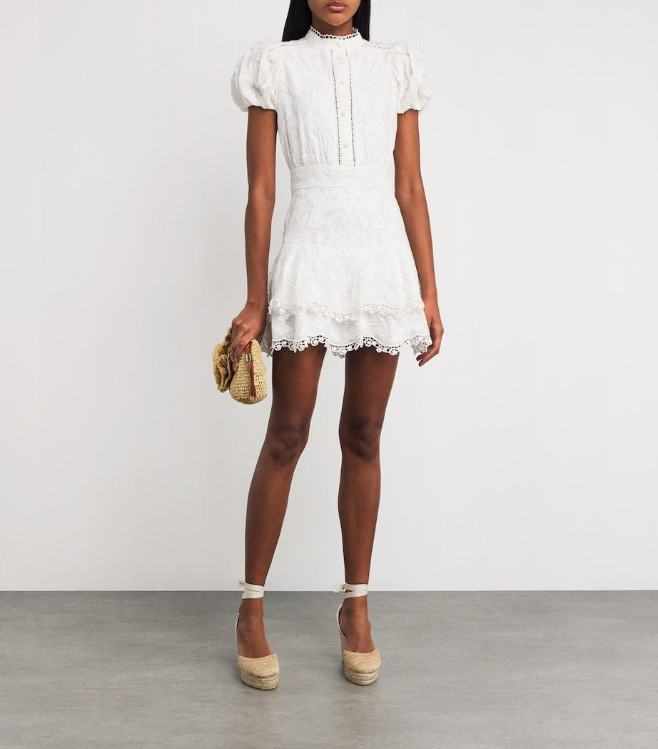 Alice+Olivia White Cotton Loryn Mini Dress