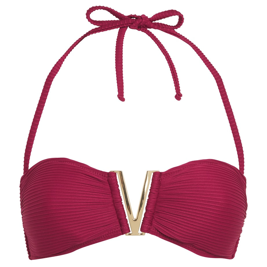 Ribbed Cassis Bikini Top