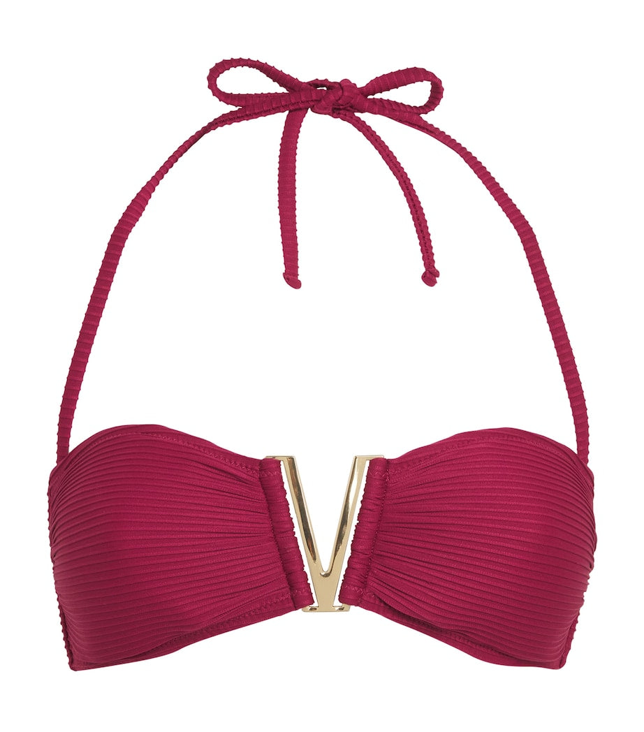 Ribbed Cassis Bikini Top