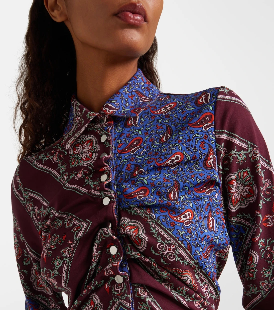 Rabanne - Gathered paisley printed shirt