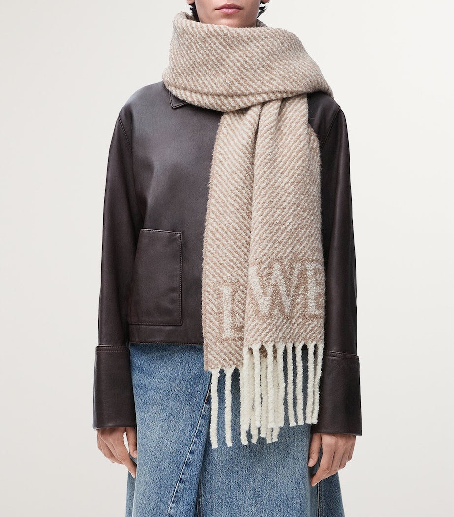 LOEWE Beige Alpaca-Blend Logo Scarf