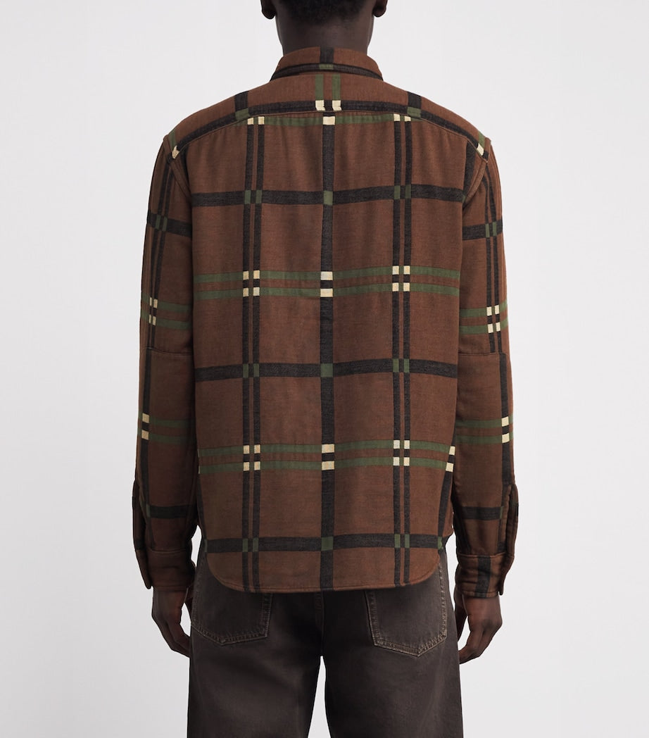 Green Cotton Flannel Utility Shirt