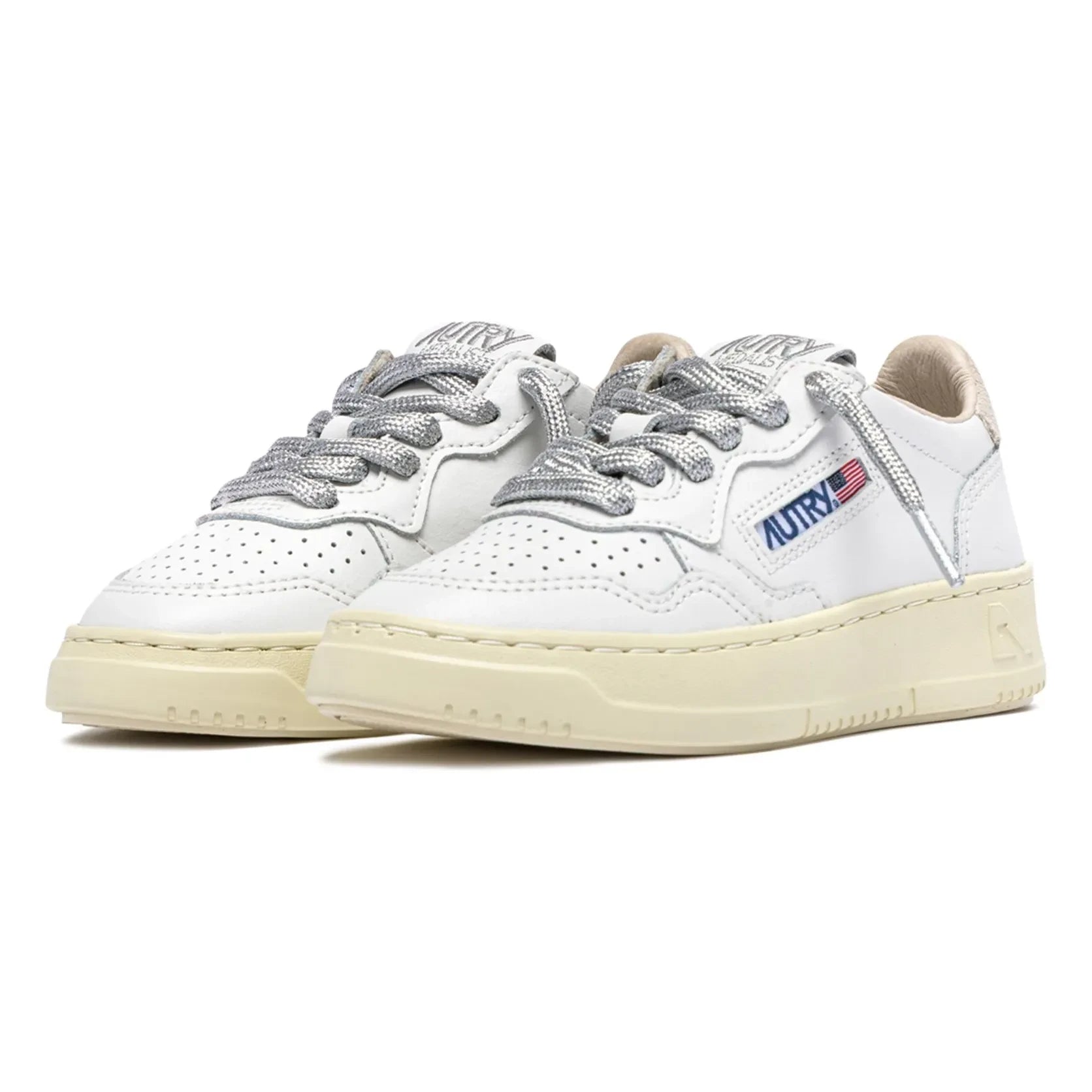Autry - Baskets Kids Medalist Low Leather and Suede | White
