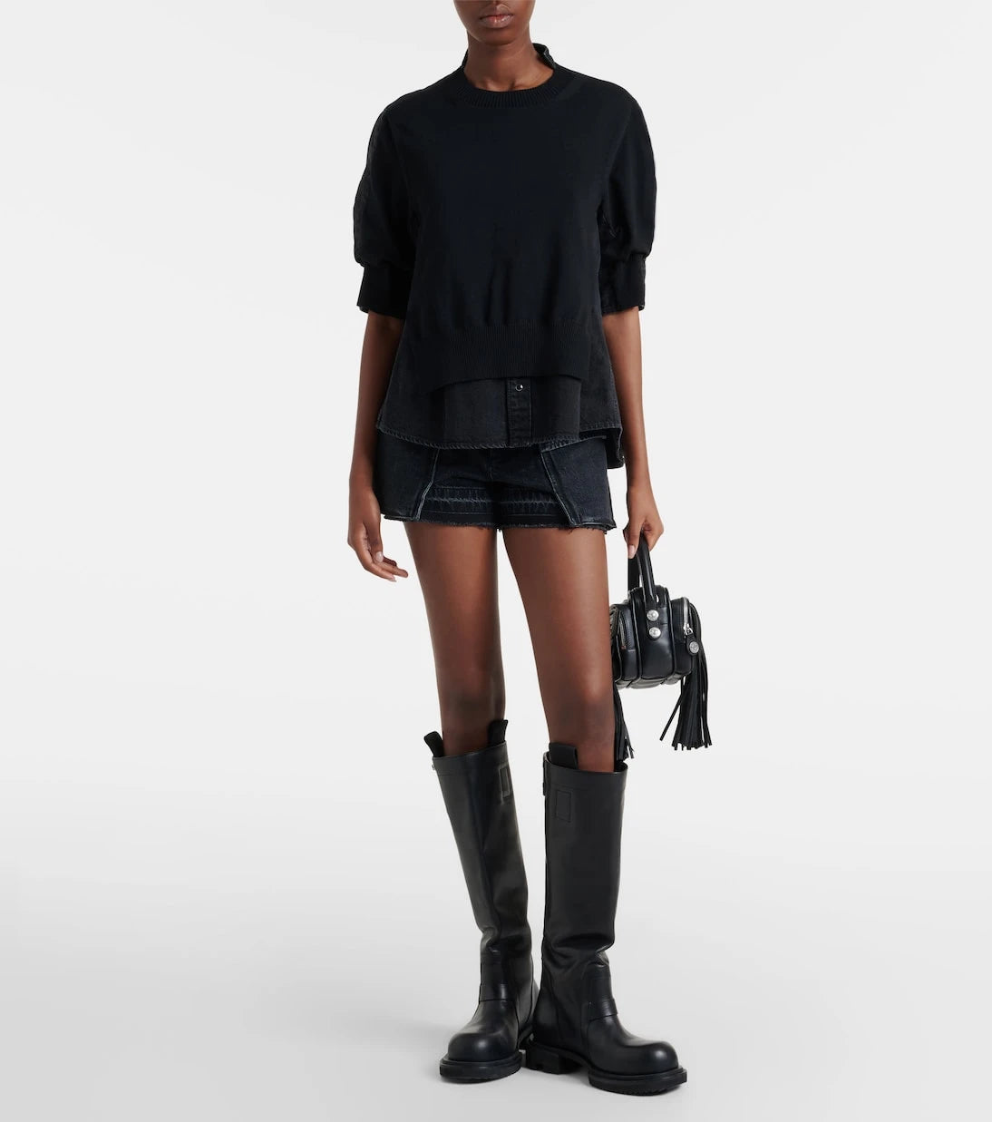 Sacai - Belted denim shorts
