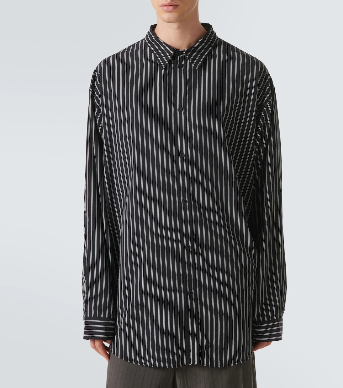 Balenciaga - قميص بوبلين مخطط وواسع