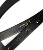 Maje Black Leather Logo Thin Belt
