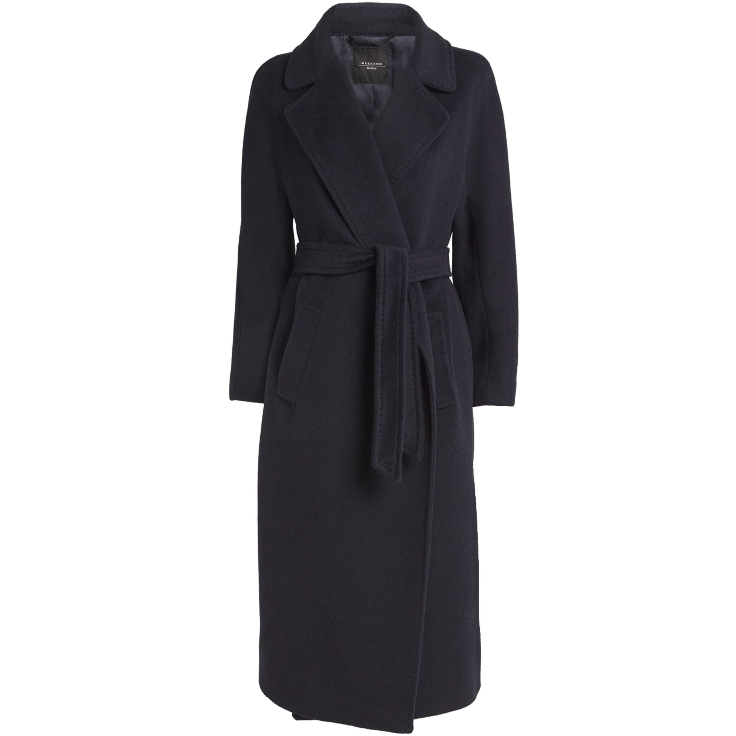 Weekend Max Mara Blue Wool-Alpaca-Blend Belted Coat